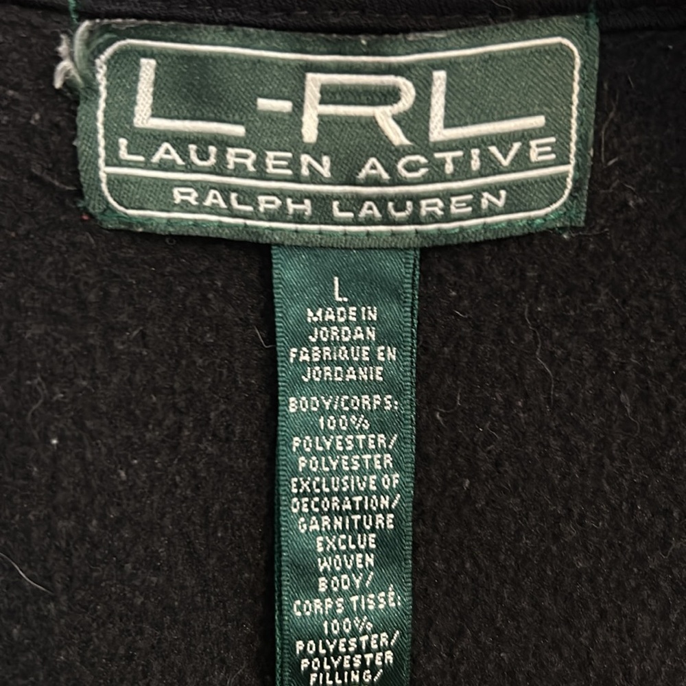 Women’s Ralph Lauren Sport Active Fleece Full Zip Jacket Size Large. Black/Red - Picture 10 of 12